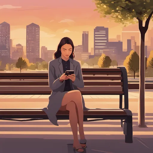 A tranquil backdrop where sky meets green fields; a seasoned adventurer sits on a chair relaxed, with his smartphone, after getting email responses from Fonor to his questions.