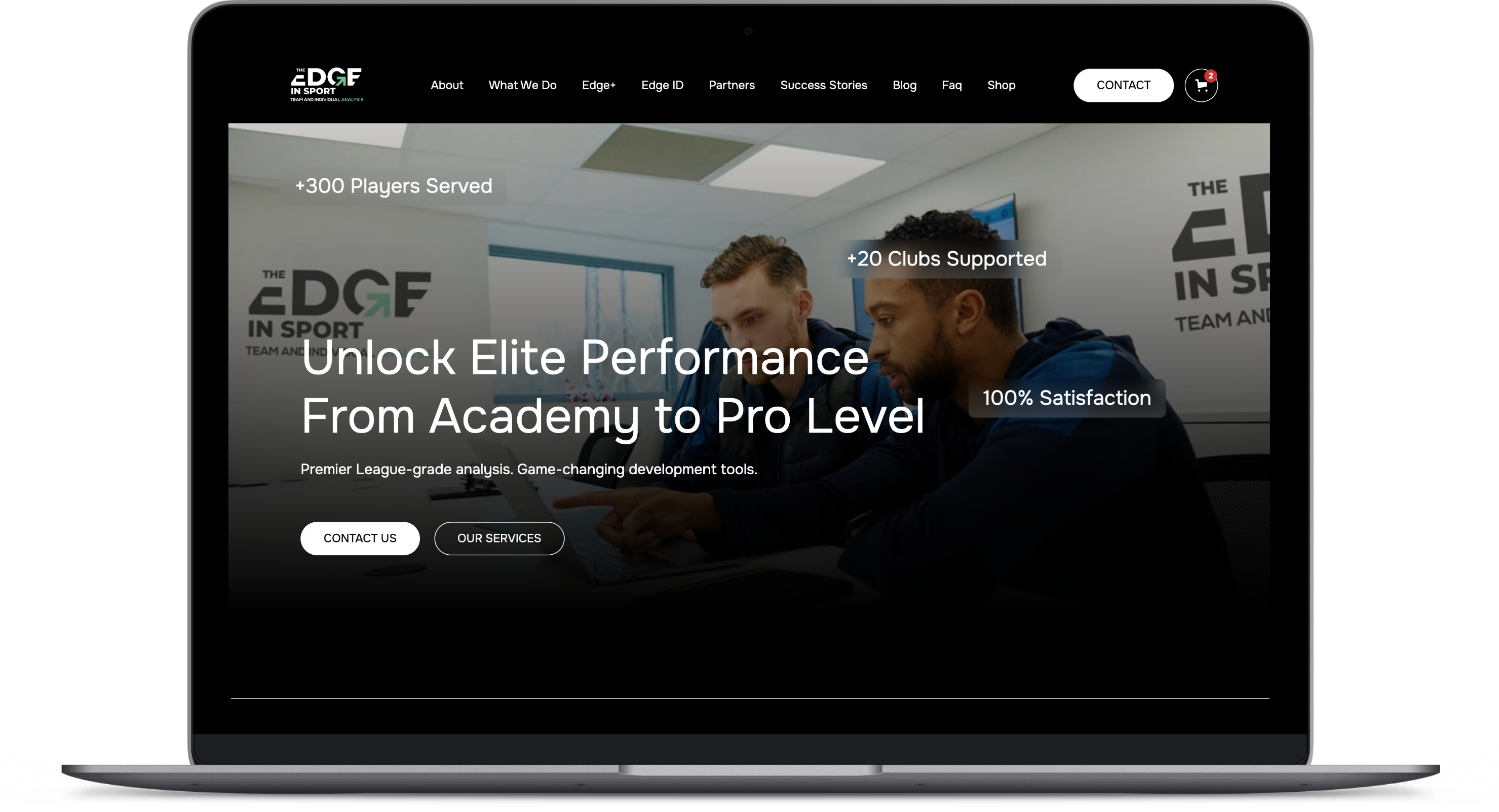 Laptop screen with a west ham football club website design on the screen