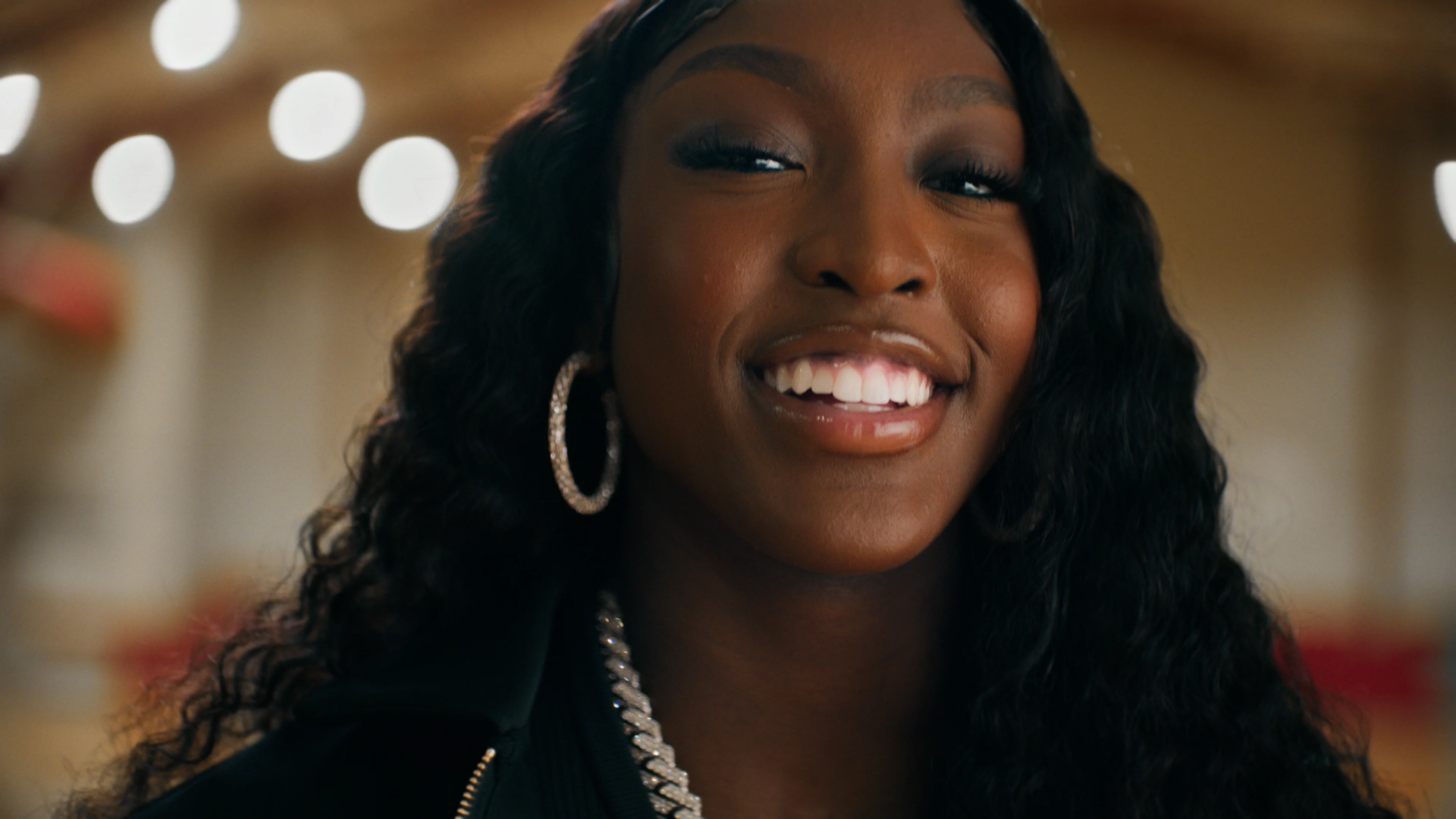 upclose view of woman smiling