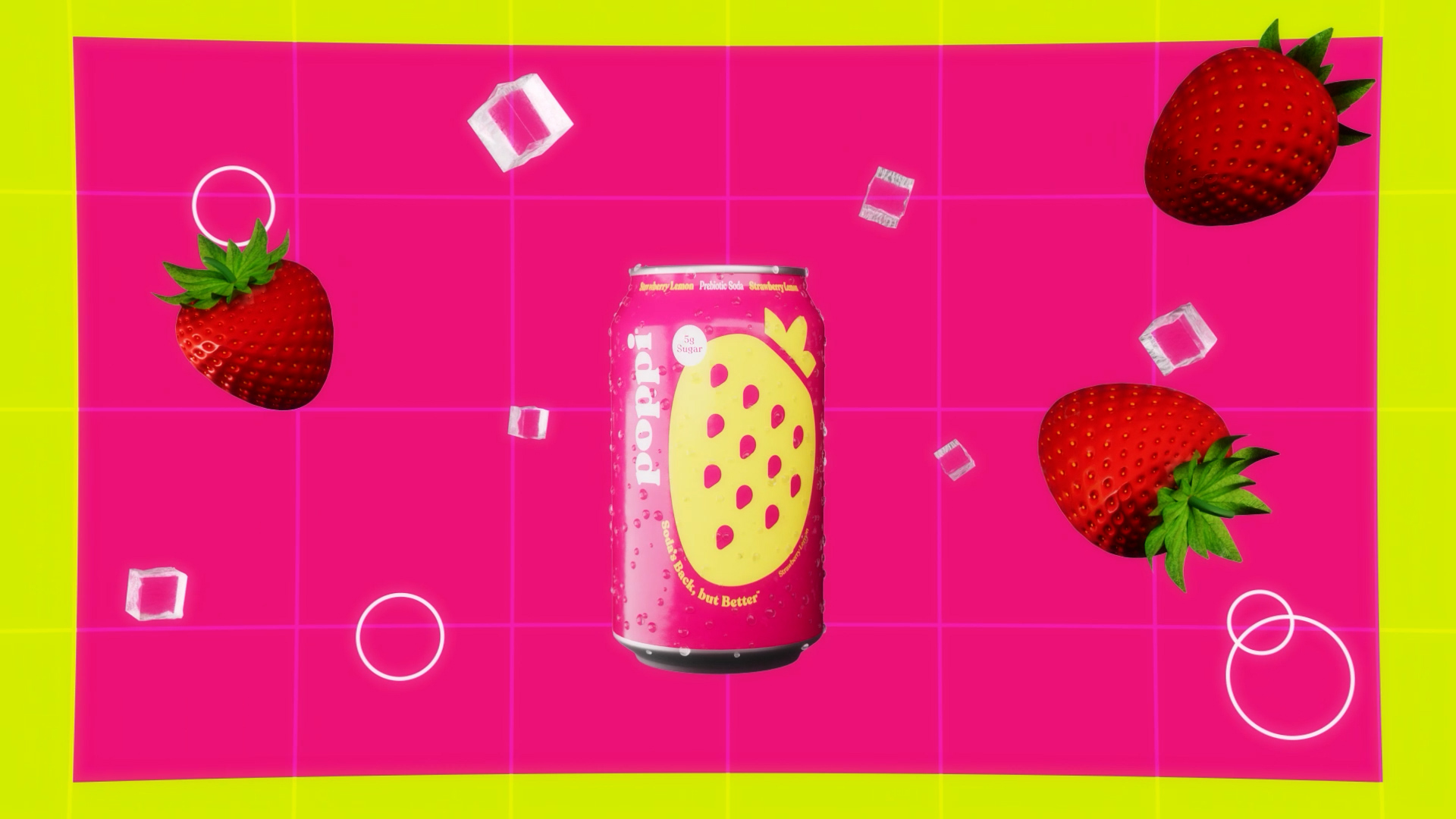 Top down view of three poppi cans