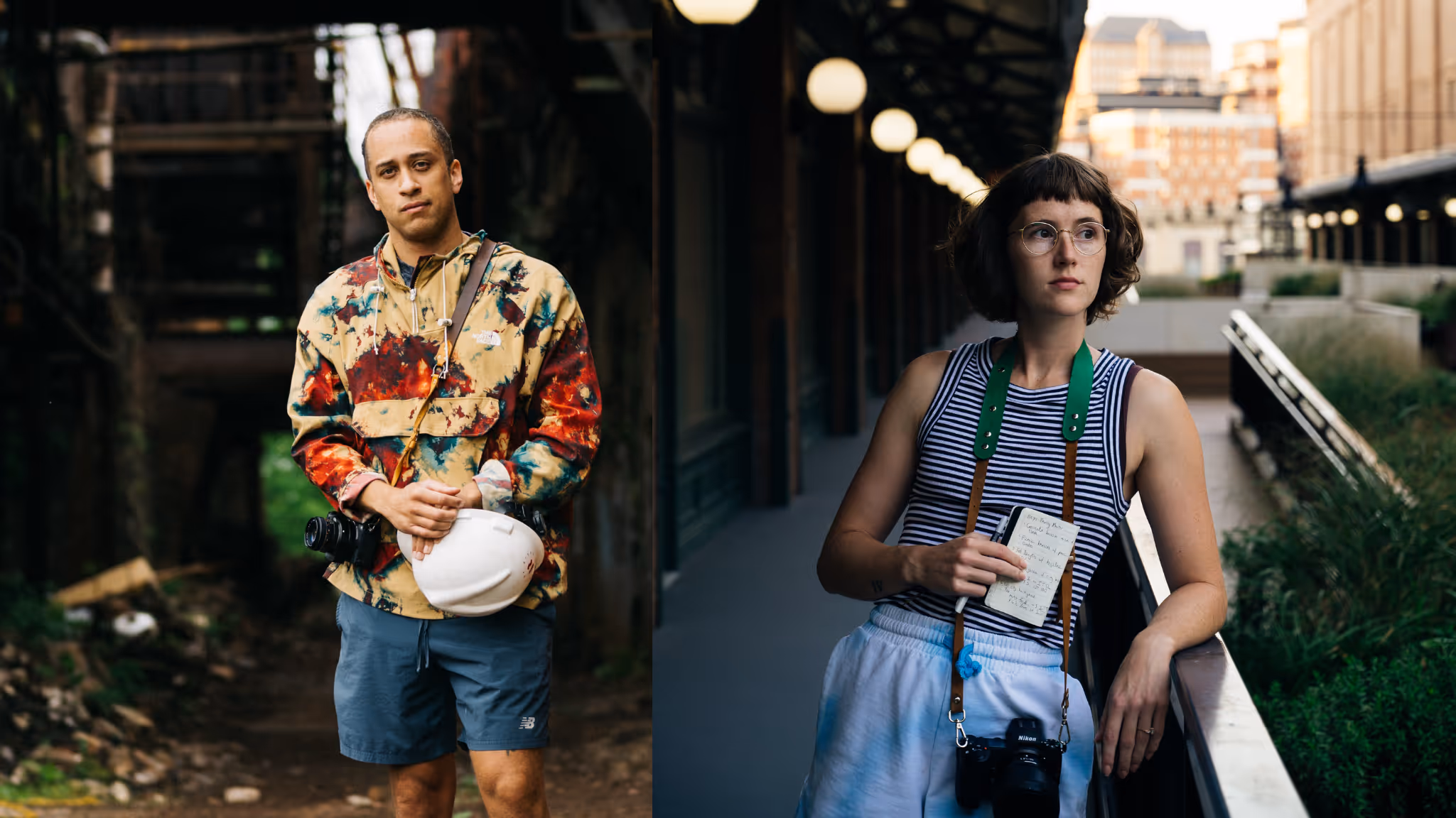 a man and woman standing on a sidewalk