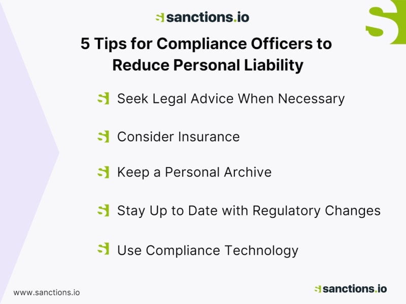 5 Tips to Minimize Personal RIsk Compliance Officers Graphic
