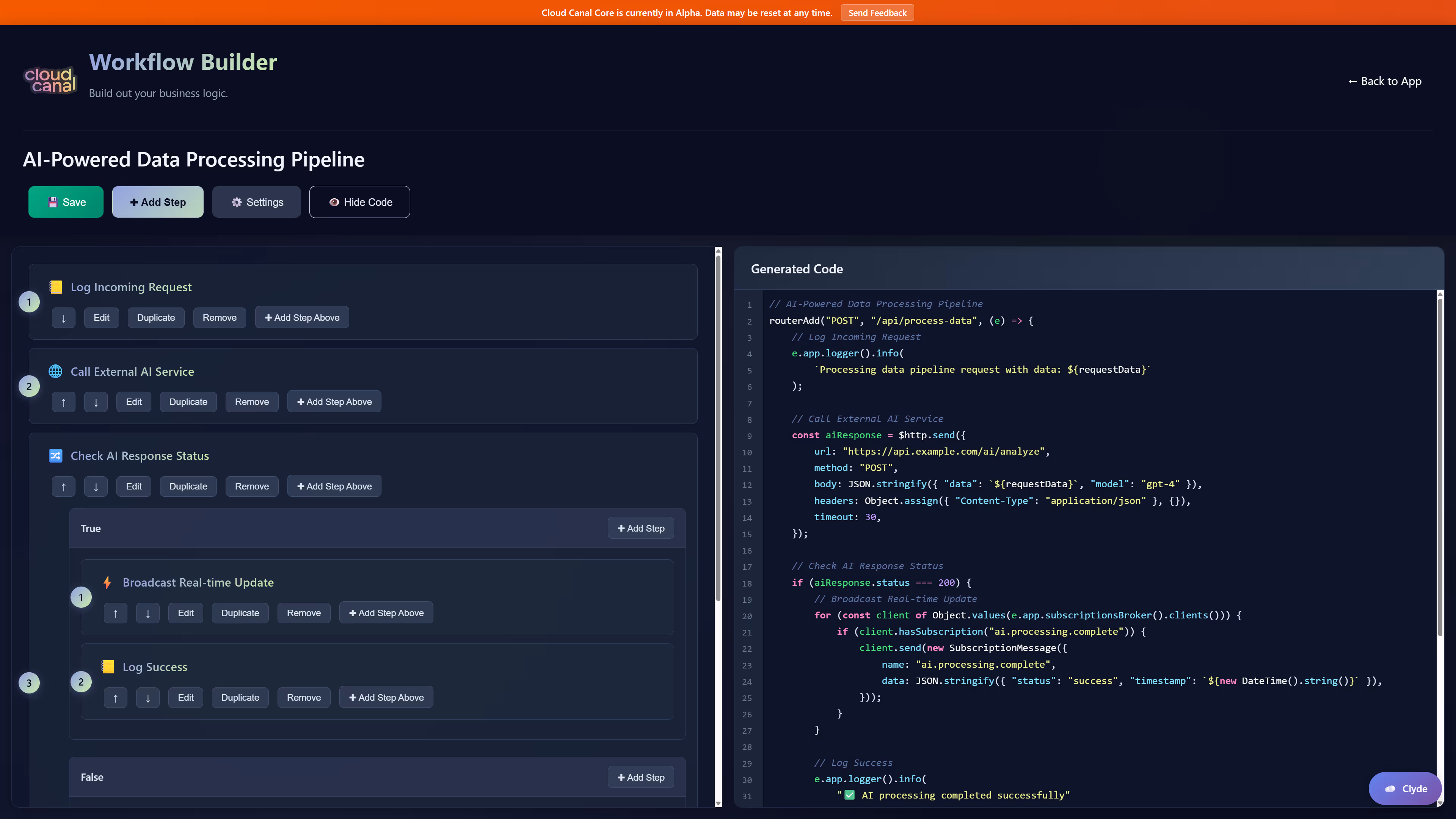 The CC Core Workflow Builder