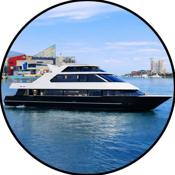 A black and white boat in a body of water.