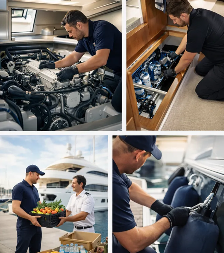 A series of photos showing a man working on a car engine.