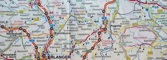 A map of a city with a lot of roads.