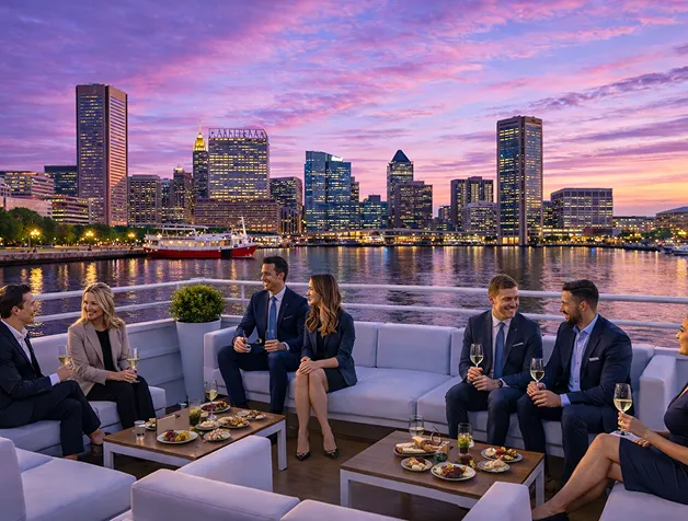 A group of people sitting on top of a boat.