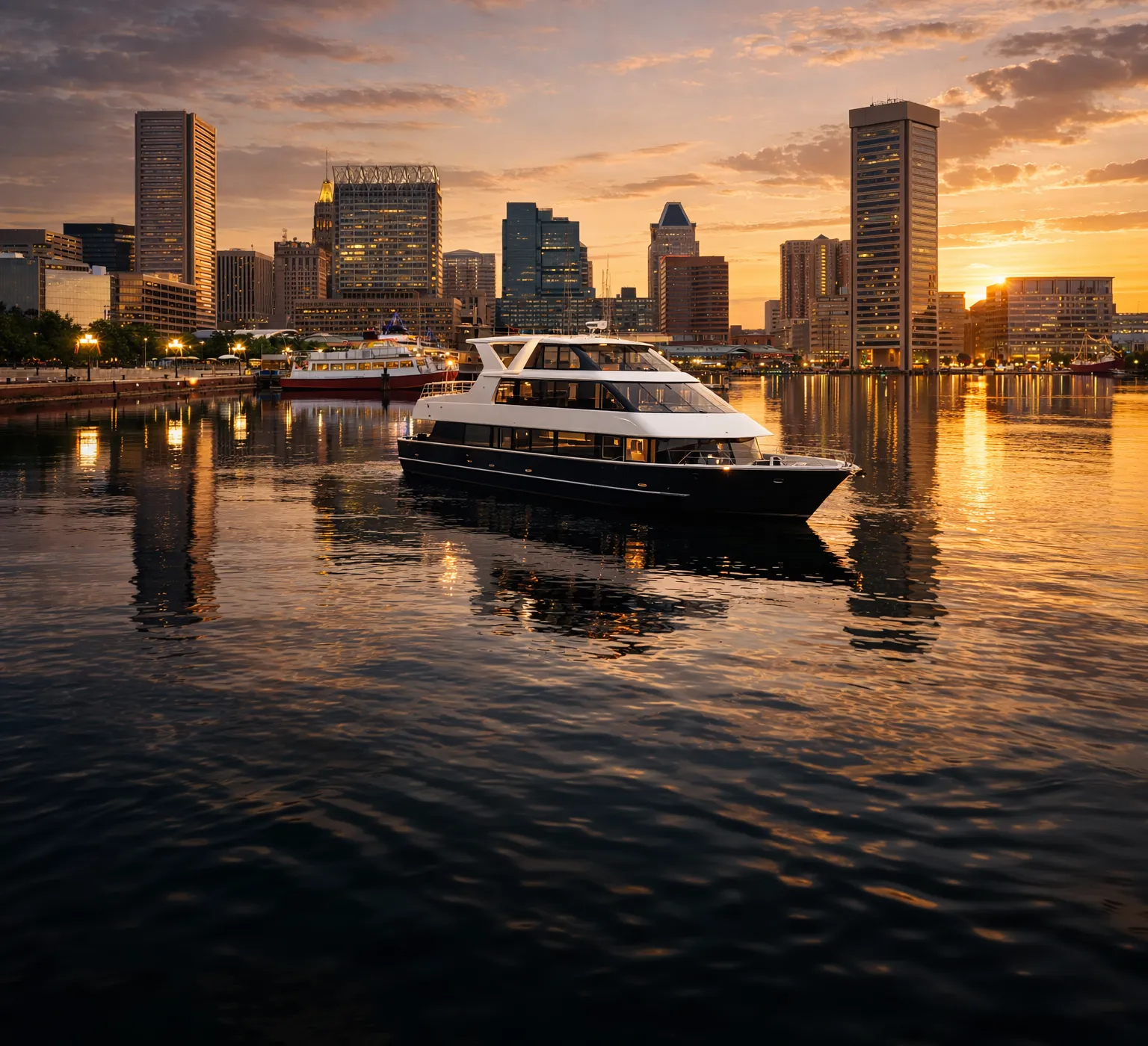 A large boat floating on top of a body of water.