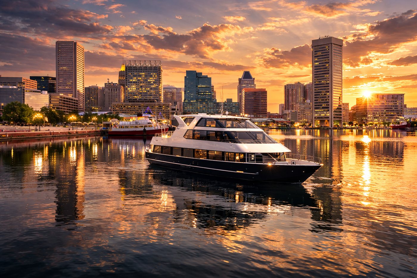 Lady Thames on the Inner Harbor at sunset
