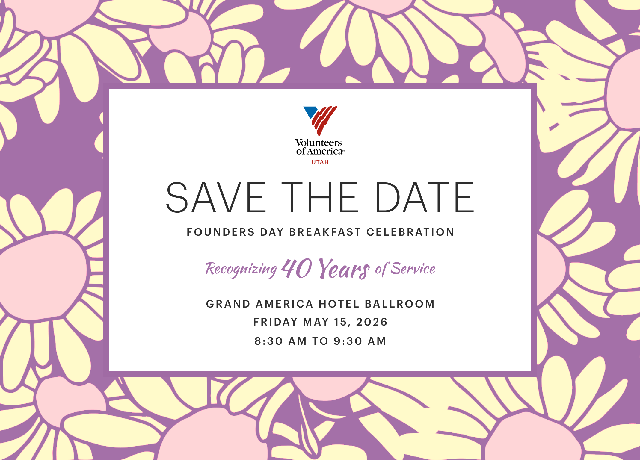 Branding for VOA Utah's Founders Day Breakfast Celebration