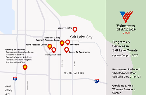 Map of VOA Utah Programs and Services