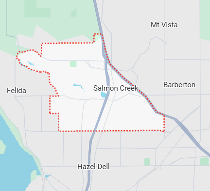 Service Area Roofing Salmon Creek, WA Map View