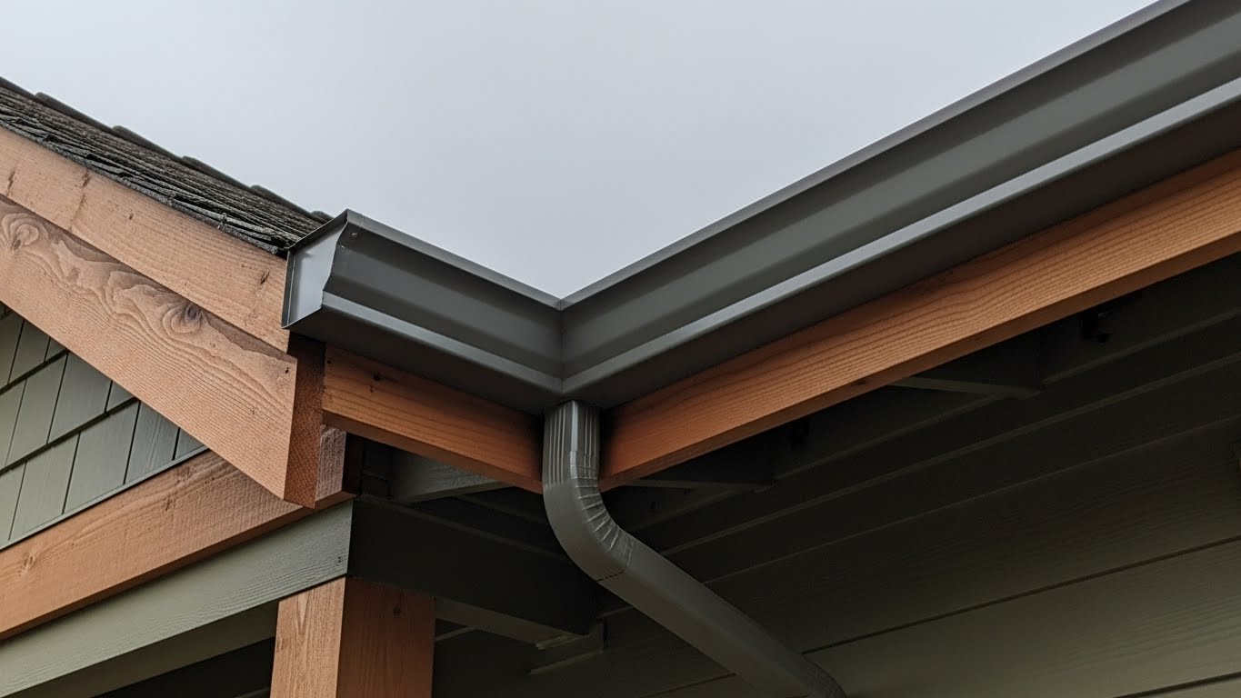 Fascia board and gutter connection on Vancouver WA home