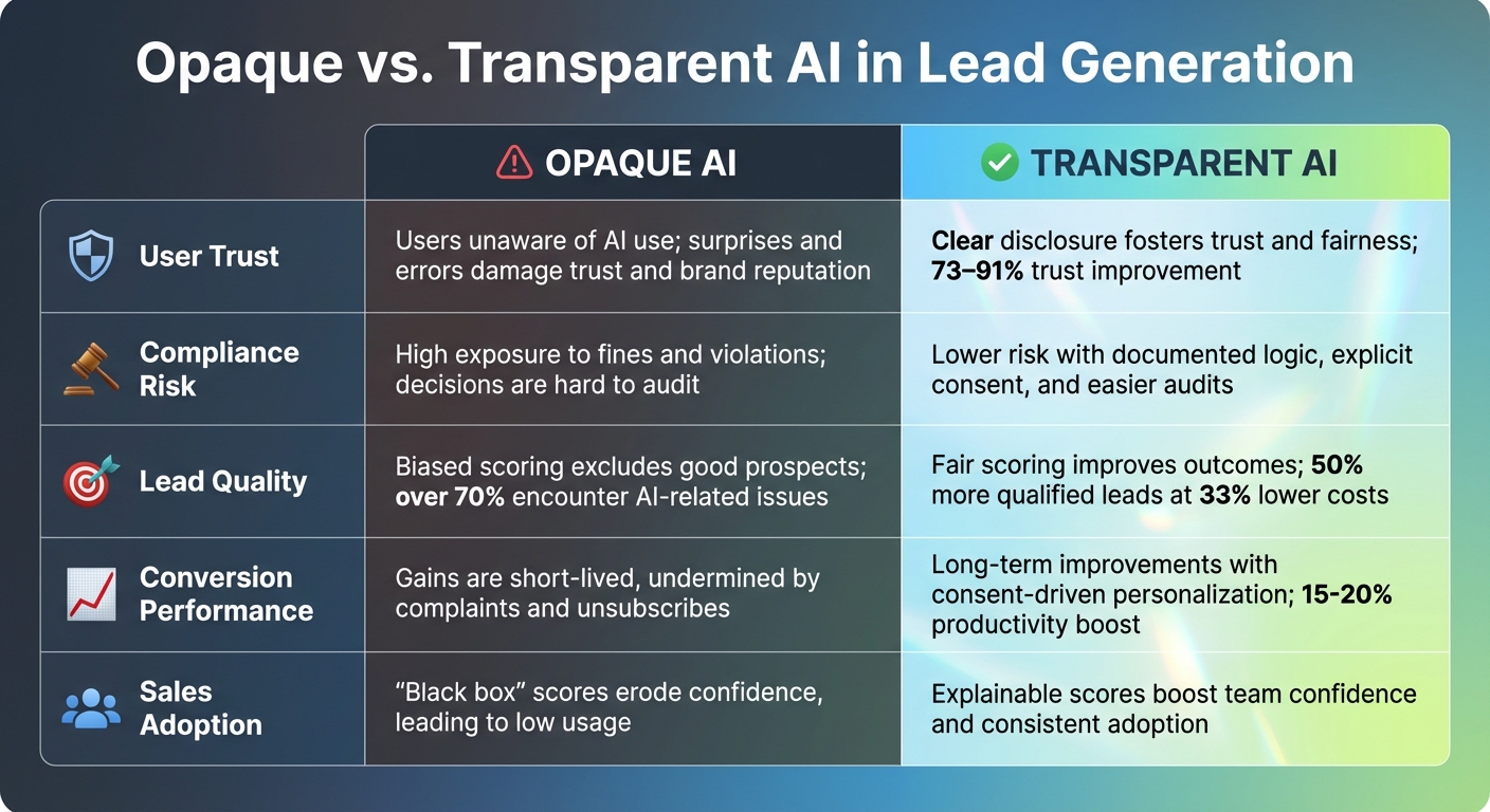 Opaque vs Transparent AI in Lead Generation: Performance Comparison