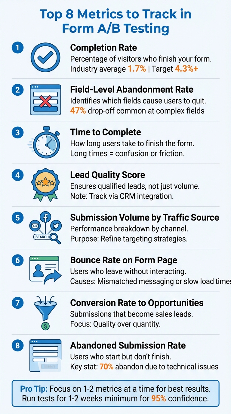 8 Essential Metrics for Form A/B Testing Success