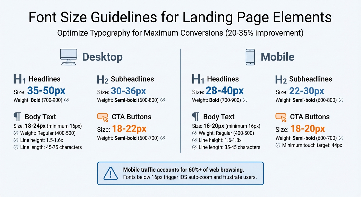 Font Size Guidelines for Landing Page Elements: Desktop vs Mobile