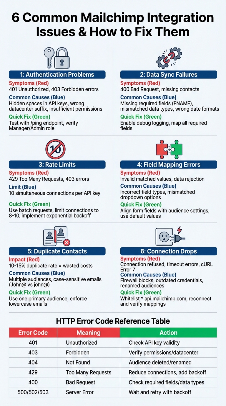 Common Mailchimp Integration Errors and HTTP Status Codes Quick Reference Guide