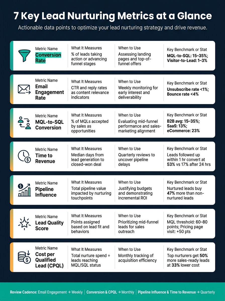 7 Lead Nurturing Metrics: Benchmarks, Usage & Limitations