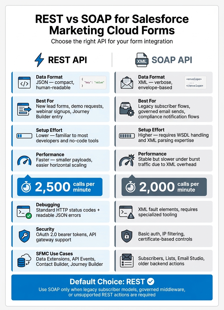 REST vs SOAP API for Salesforce Marketing Cloud Forms: Side-by-Side Comparison