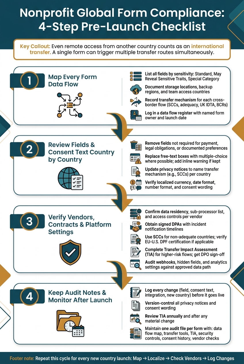 Nonprofit Global Form Compliance: 4-Step Pre-Launch Checklist