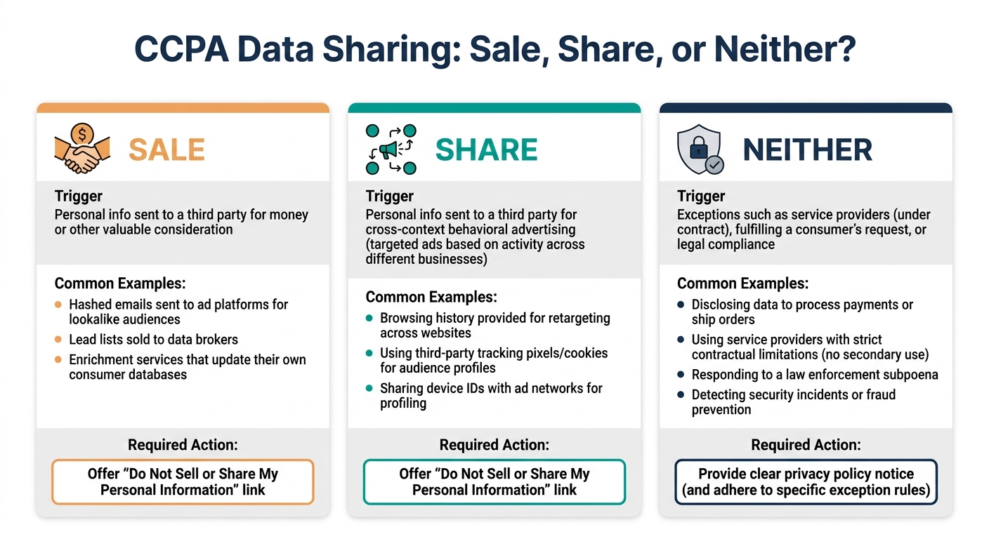 CCPA Data Sharing: Sale vs. Share vs. Neither Explained