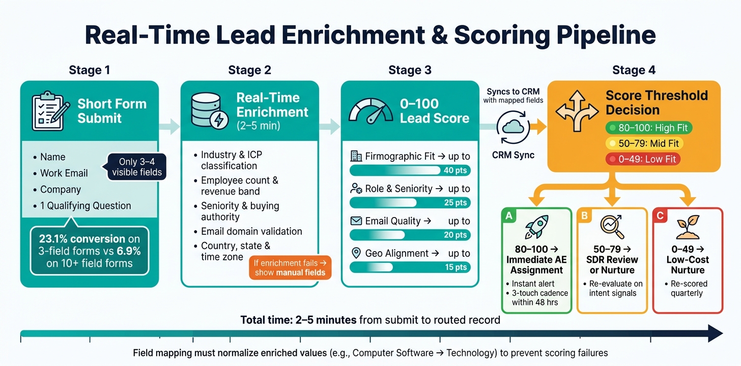 Real-Time Lead Enrichment & Scoring Pipeline: From Form Submit to Sales Route