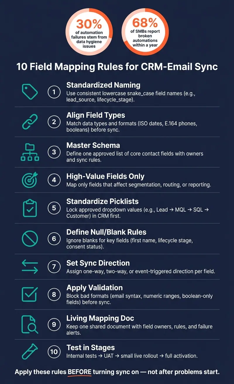 10 CRM-Email Field Mapping Rules: A Visual Checklist