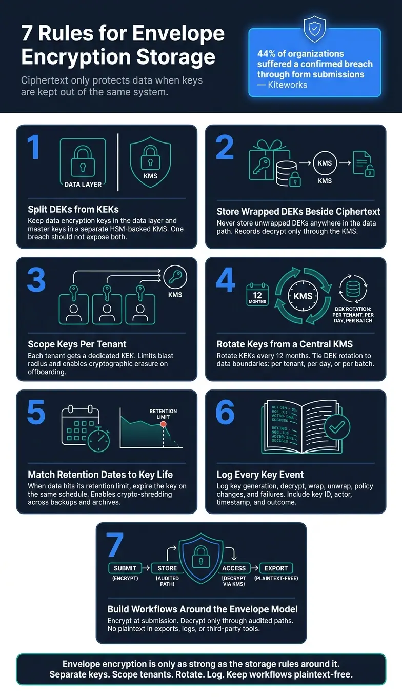 Envelope Encryption Storage: 7 Rules for Secure Form Data