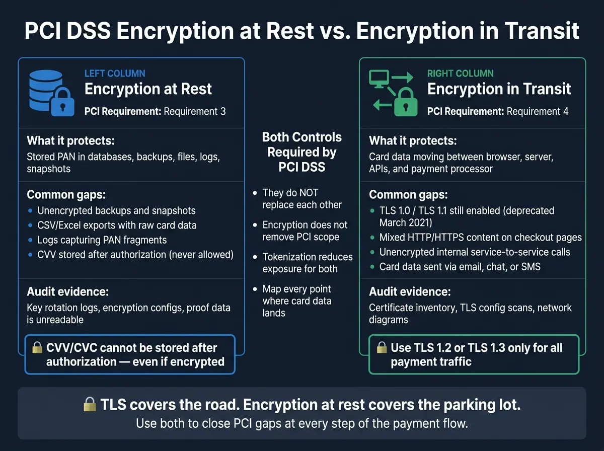 PCI DSS Encryption at Rest vs. In Transit: Side-by-Side Breakdown