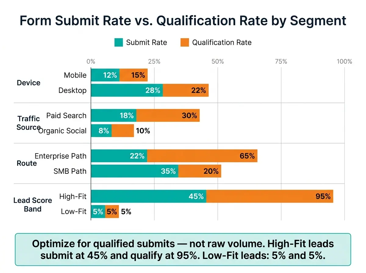 Form Segmentation Metrics: Submit Rate & Qualification Rate by Segment