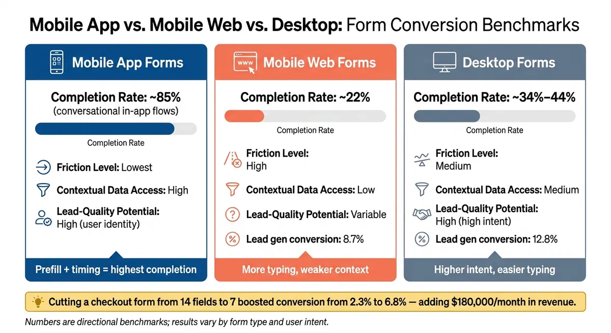 Mobile App vs. Mobile Web vs. Desktop Form Conversion Rates