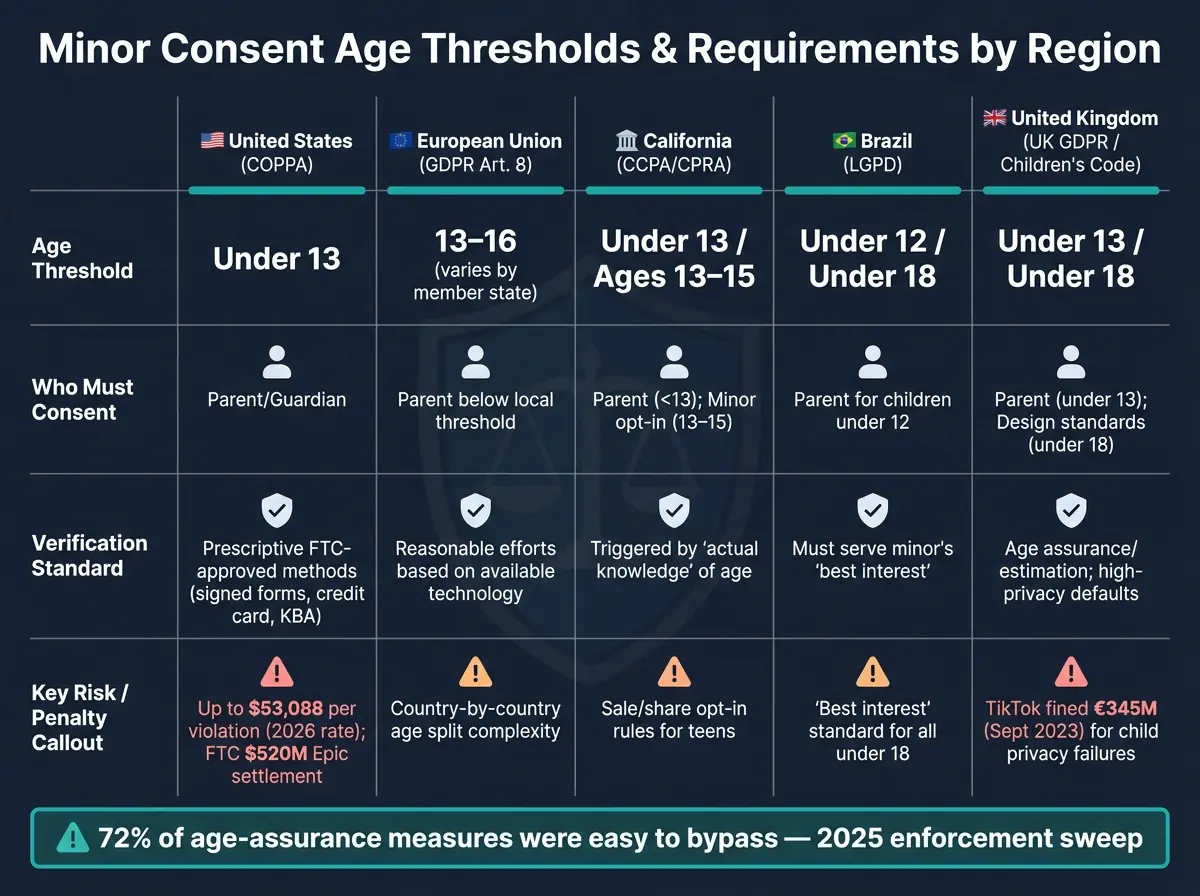 Minor Consent Age Thresholds & Requirements by Region