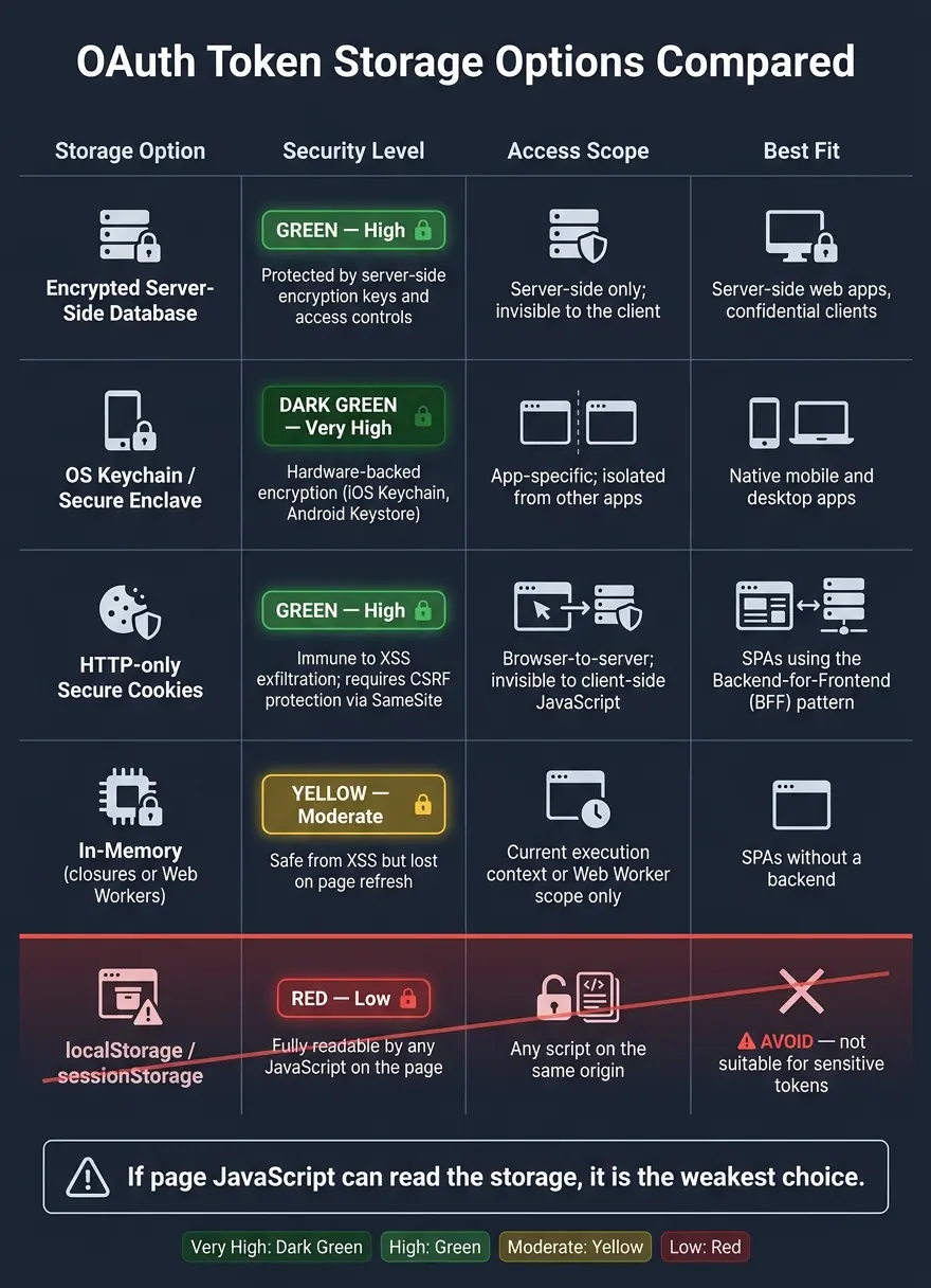 OAuth Token Storage Options: Security Levels Compared