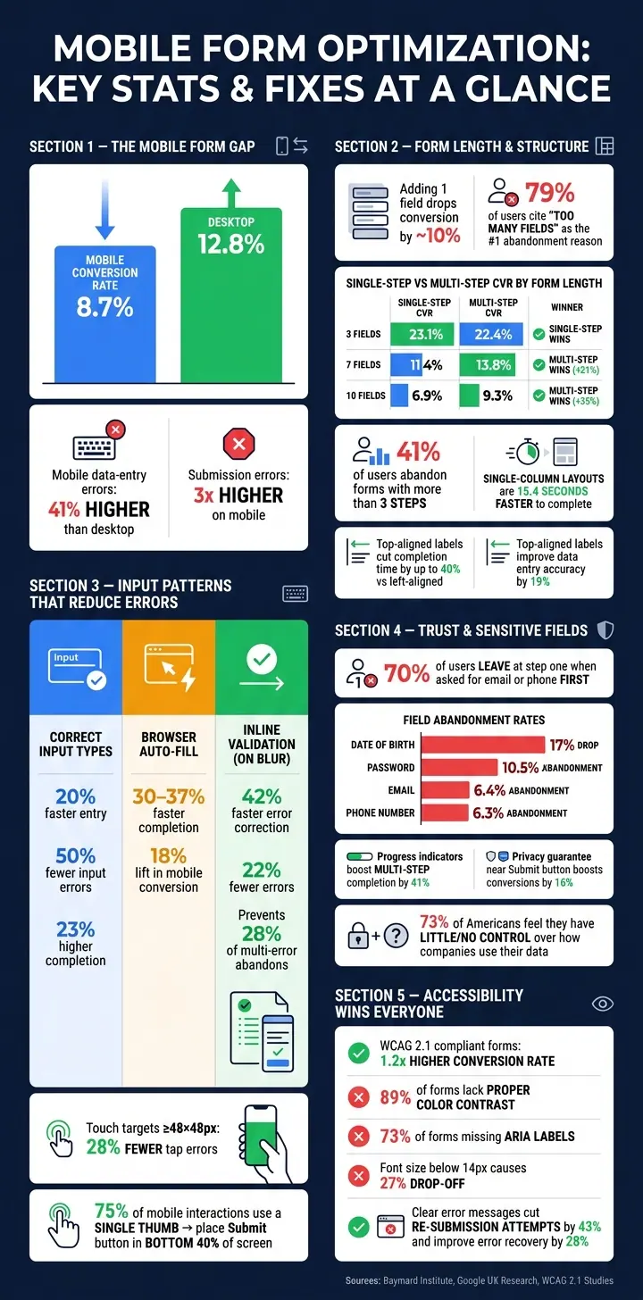 Mobile Form Optimization: Key Stats & Fixes at a Glance