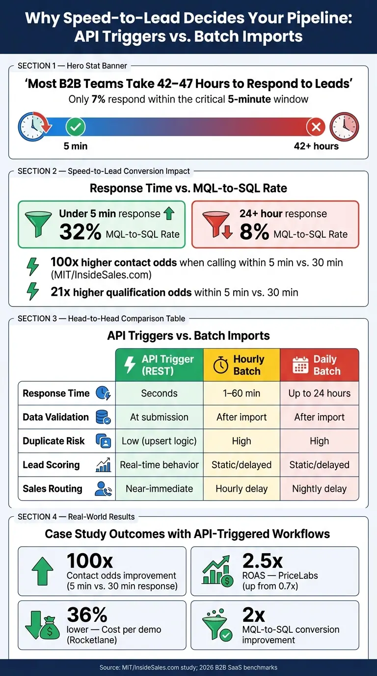 API Triggers vs. Batch Imports: Speed-to-Lead Stats That Impact Conversion