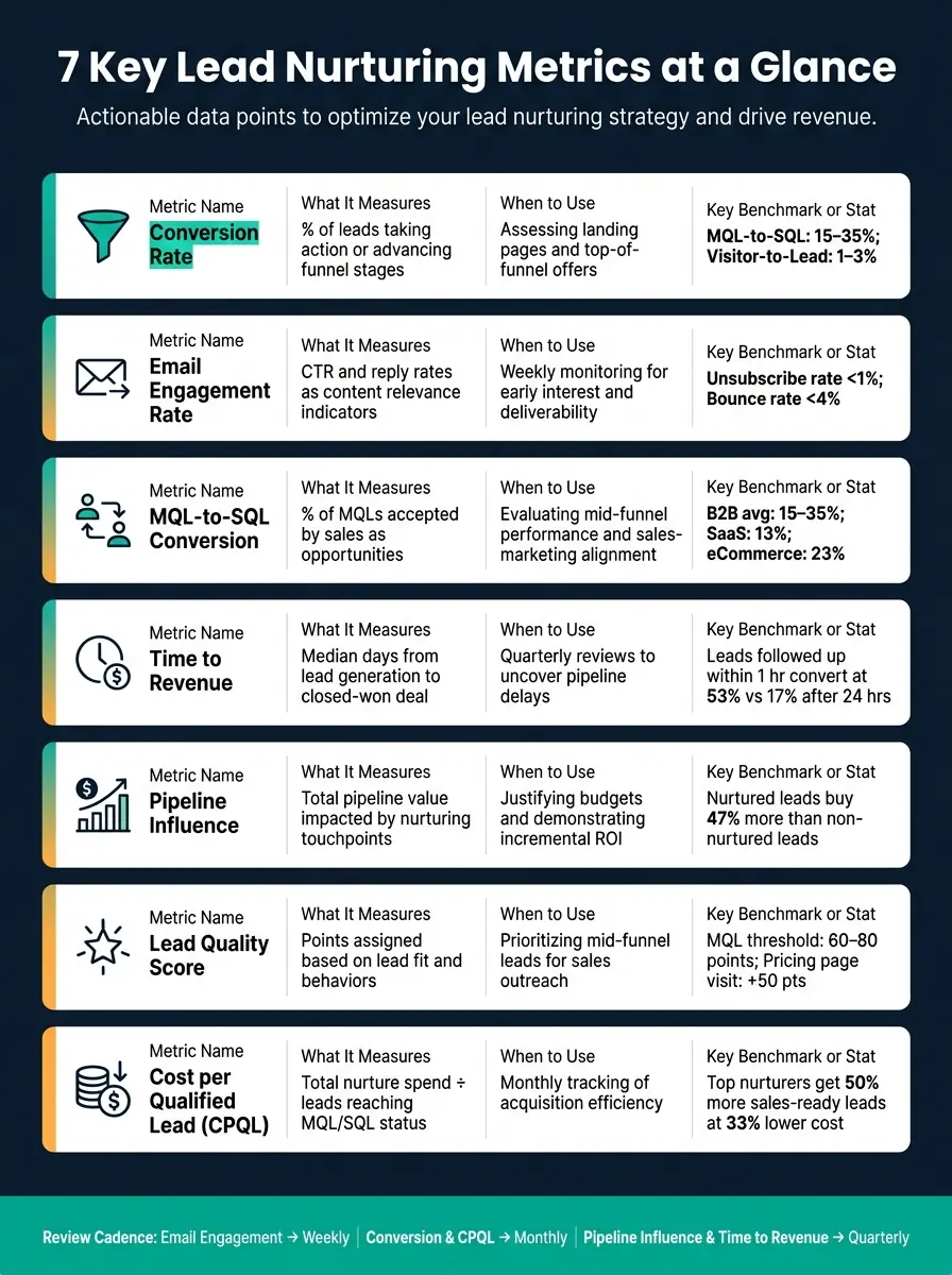 7 Lead Nurturing Metrics: Benchmarks, Usage & Limitations