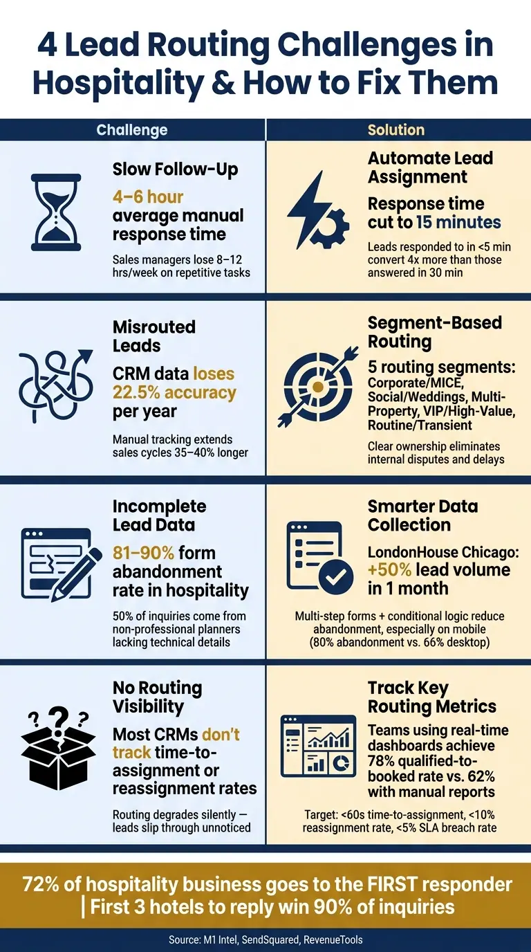 4 Lead Routing Challenges in Hospitality & How to Fix Them