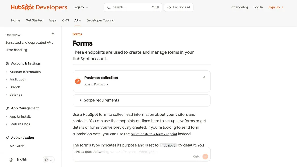HubSpot Forms API