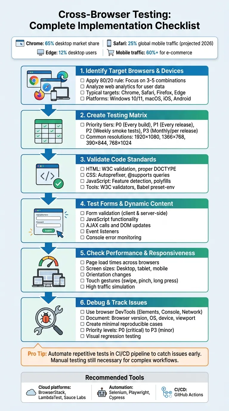 Cross-Browser Testing Workflow: 6-Step Implementation Checklist
