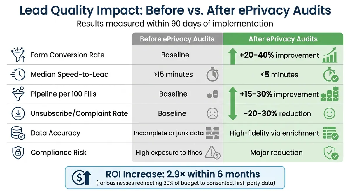 Lead Quality Metrics Before and After ePrivacy Audits