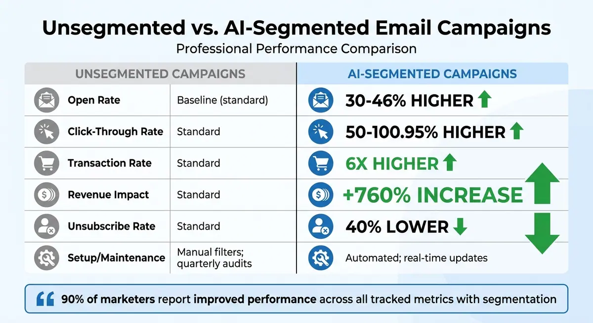 AI-Segmented vs Unsegmented Email Campaigns Performance Comparison
