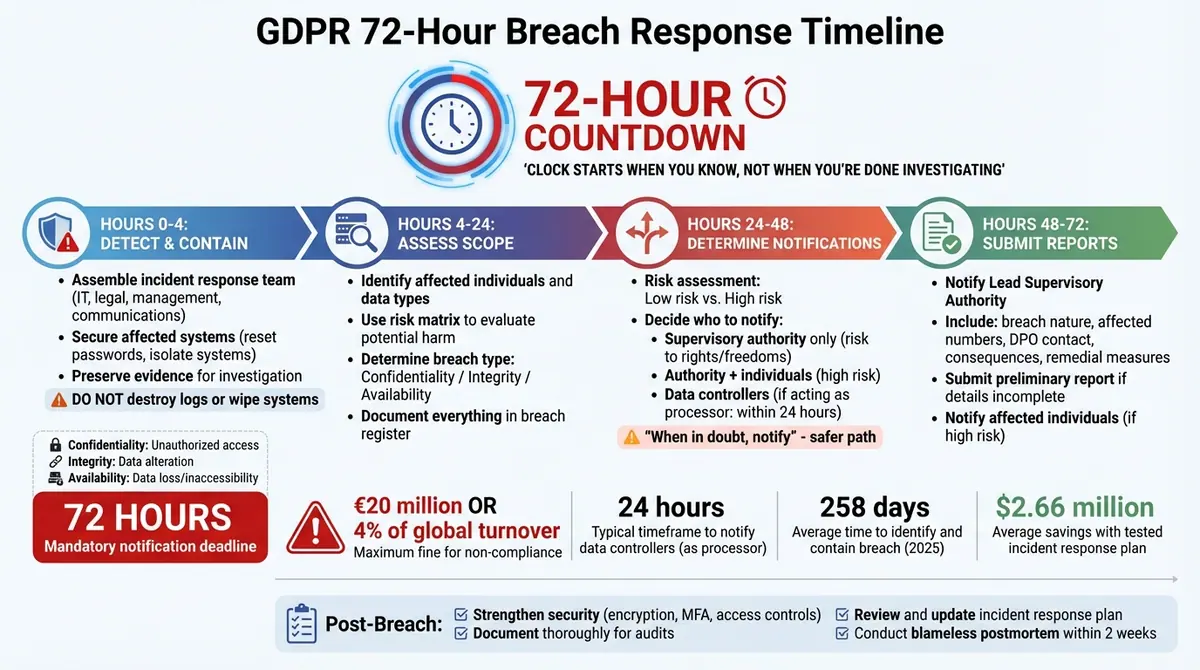 GDPR 72-Hour Breach Response Timeline for SaaS Companies