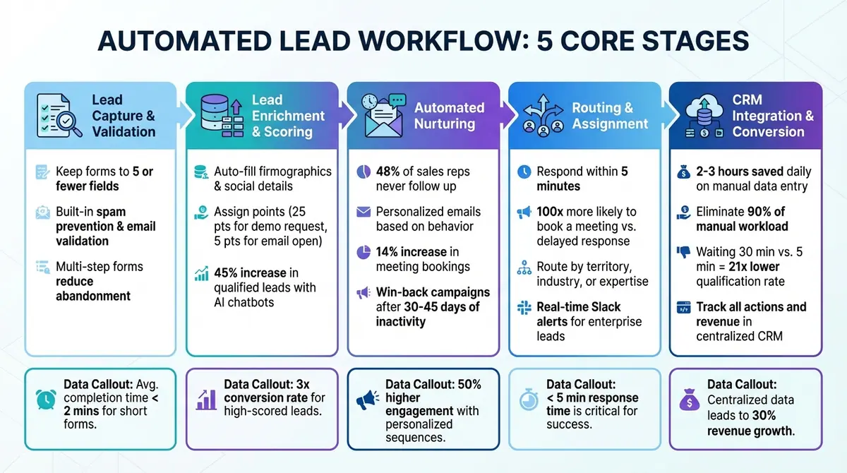 5-Stage Automated Lead Workflow Process from Capture to Conversion