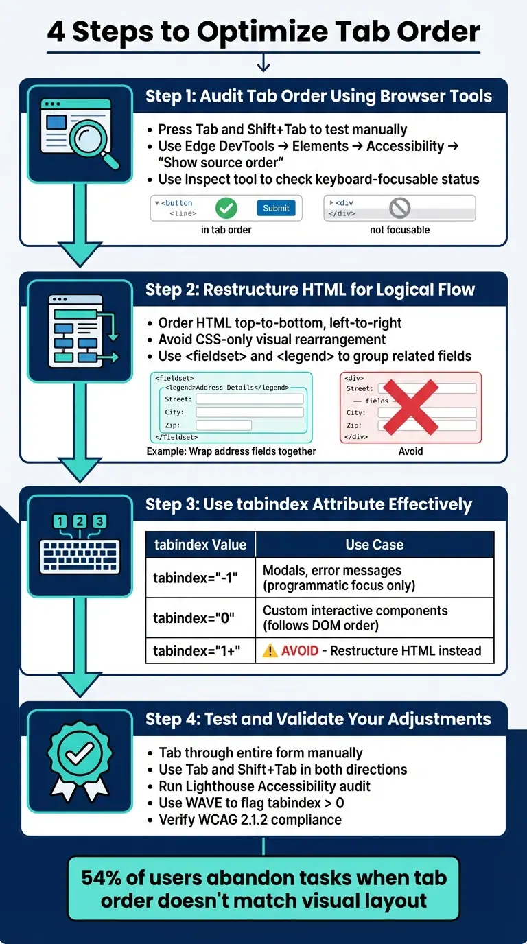 4-Step Guide to Optimizing Web Form Tab Order for Accessibility