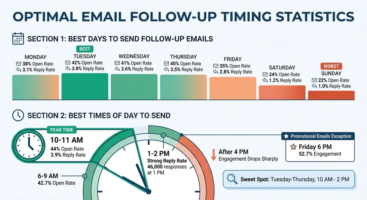 Best Days and Times to Send Follow-Up Emails: Open and Reply Rate Statistics