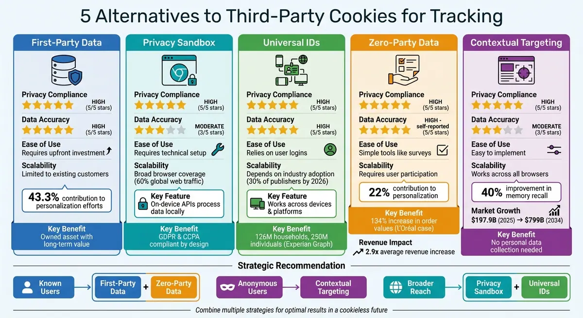 Comparison of 5 Cookie-Free Tracking Alternatives for Digital Marketing
