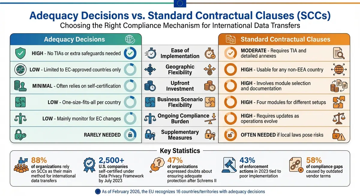Adequacy Decisions vs Standard Contractual Clauses for GDPR Data Transfers