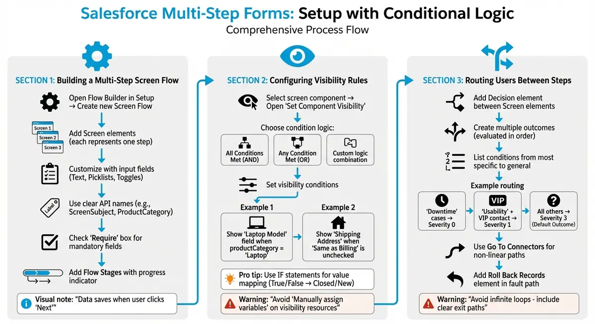 Salesforce Multi-Step Form Setup with Conditional Logic - Complete Implementation Guide