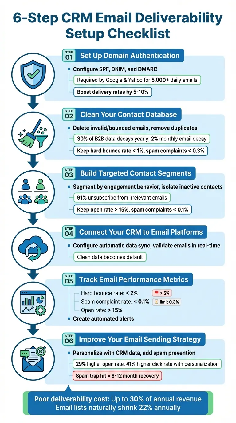 6-Step CRM Email Deliverability Setup Checklist