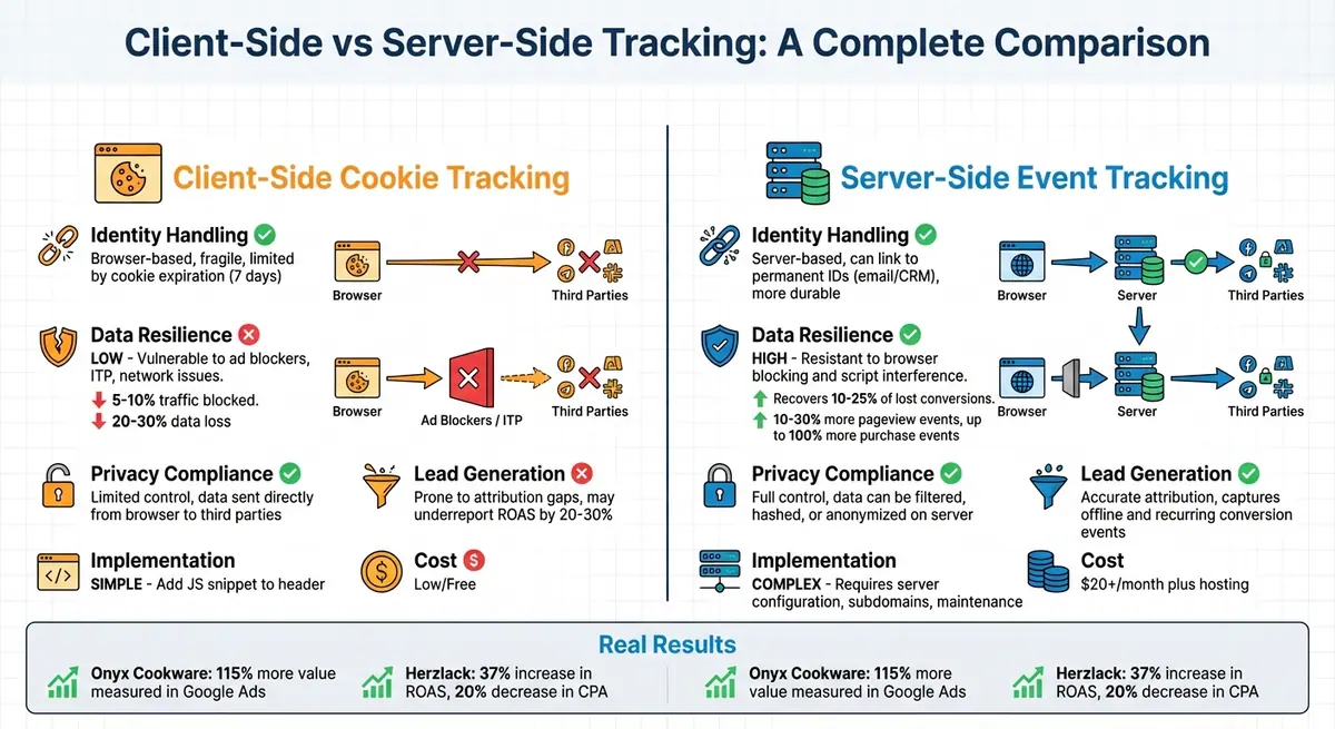 Client-Side vs Server-Side Tracking Comparison